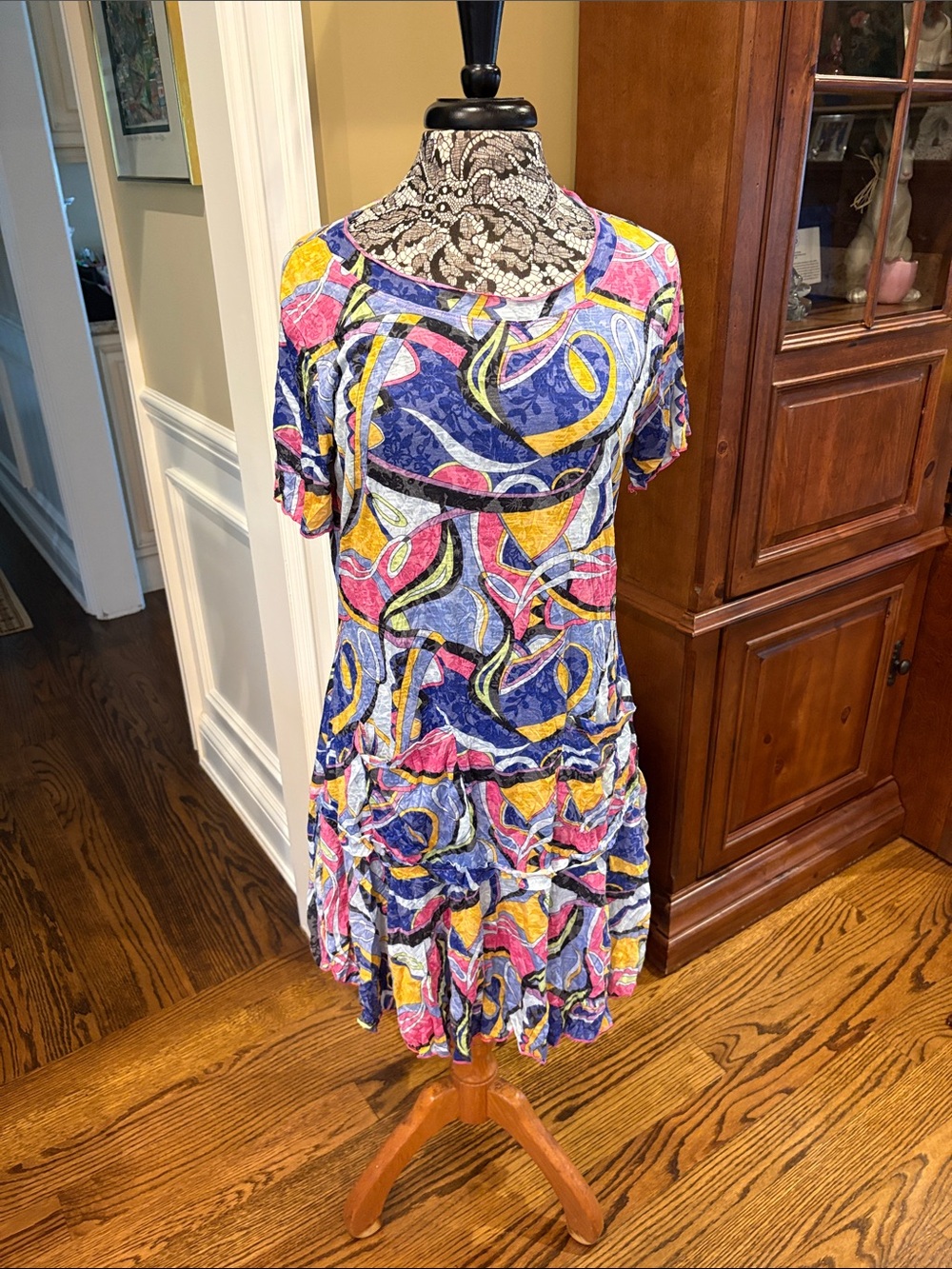 CW Carine Short Sleeve Colorful Dress- Large